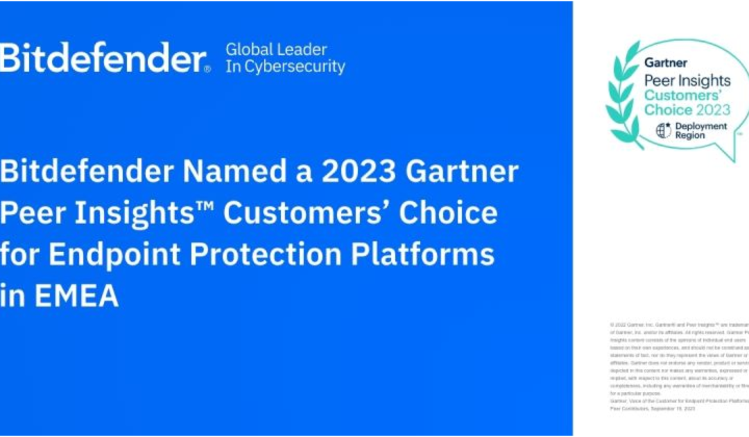 Bitdefender es nombrado elección de los clientes de Gartner Peer Insights™ 2023 para plataformas de protección de endpoints